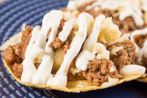 Tostada de picadillo do rodízio Mexicaníssimo